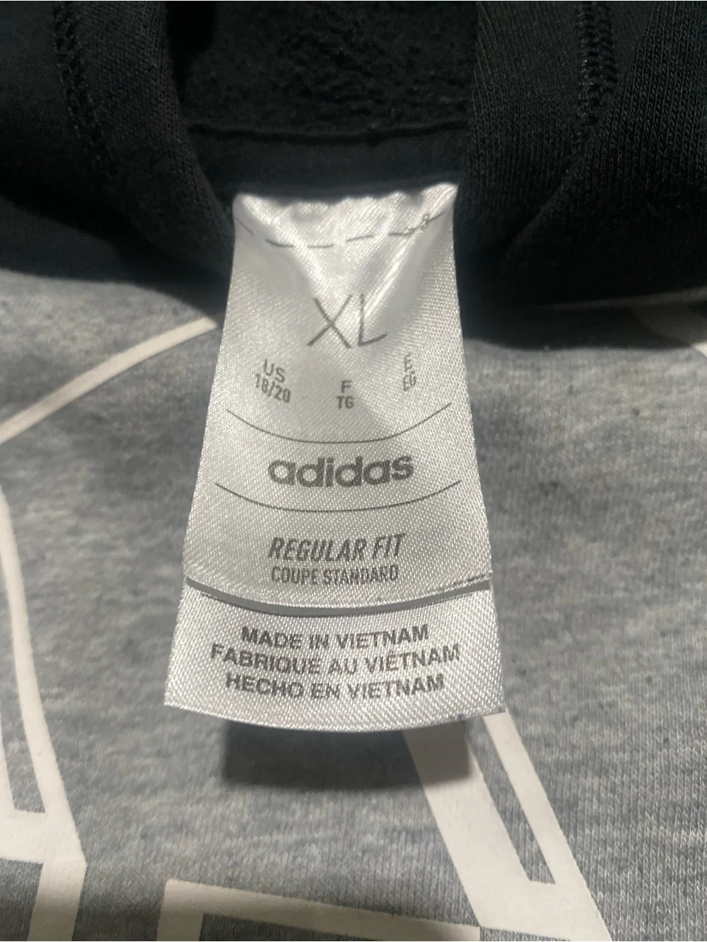 adidas Black & Gray Pullover Hoodie with Large Logo
